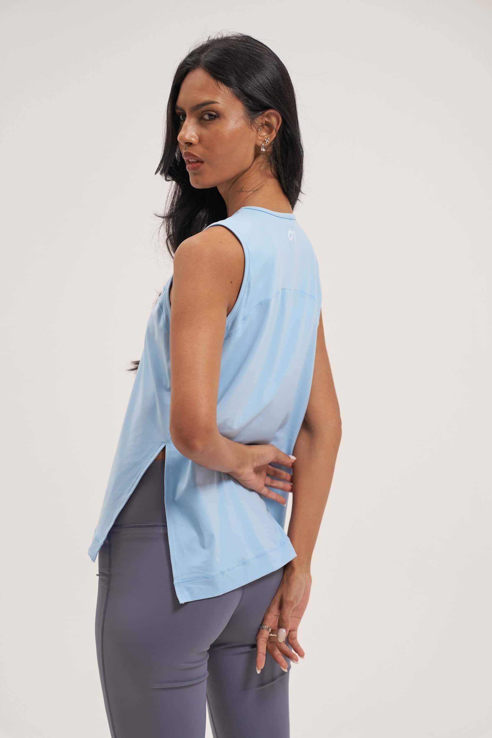 Stylish Ice Blue Training Top for women, ideal for gym and fitness sessions