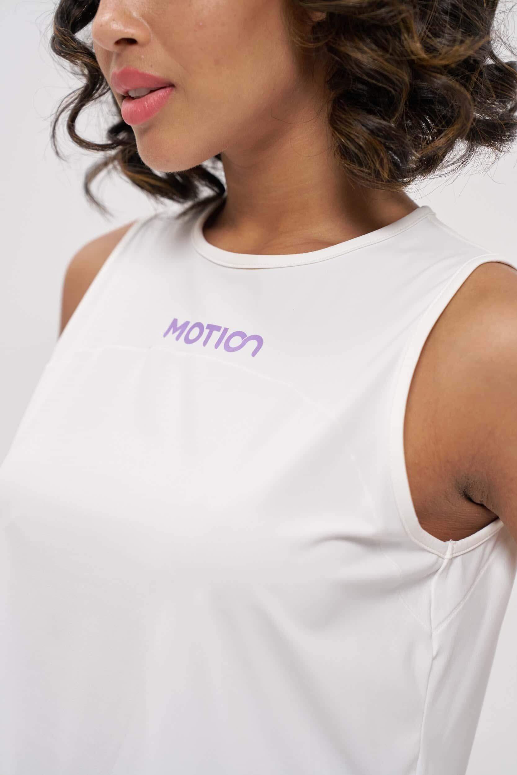 white loose-fit sportswear top online at motion activewear