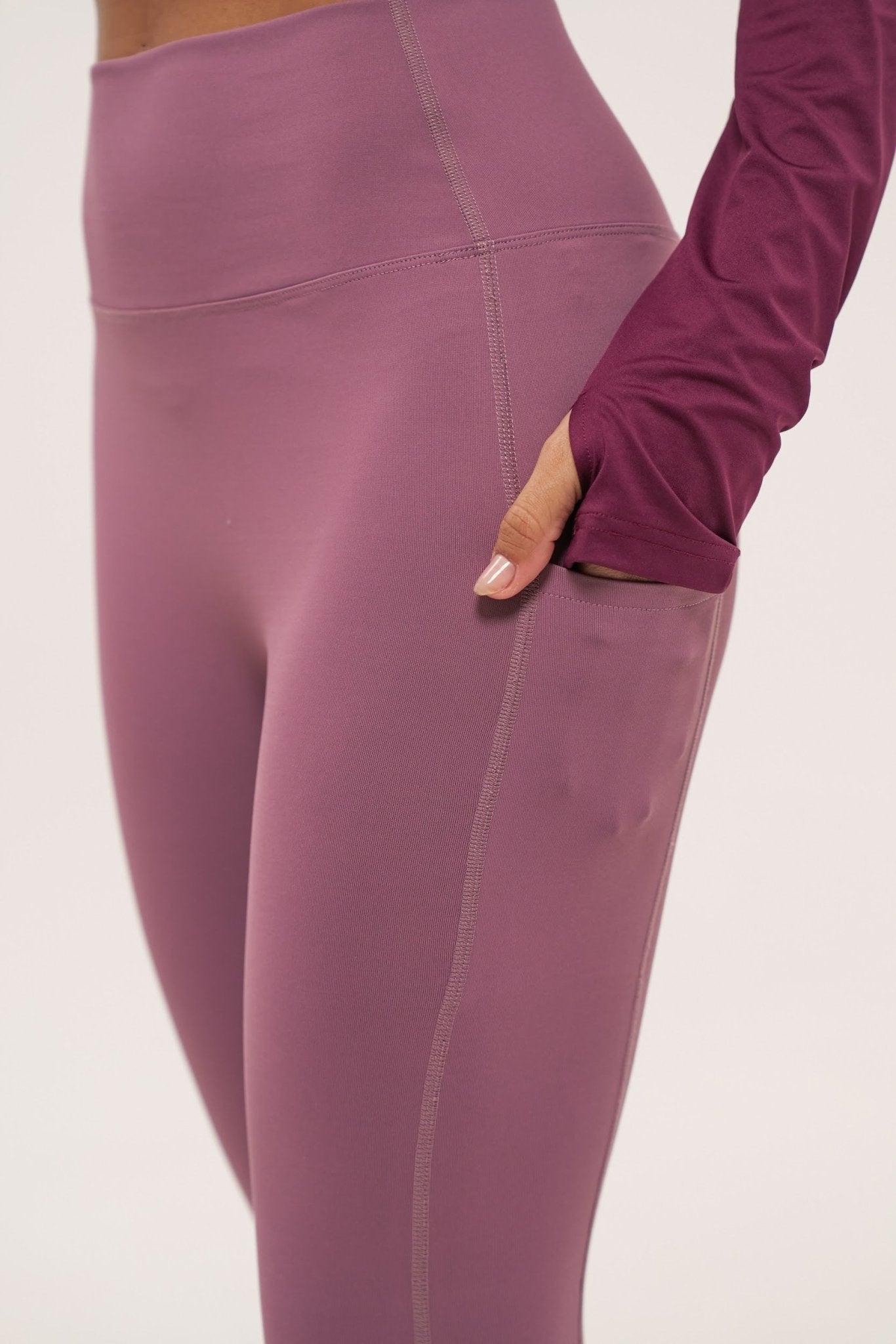 Lavender Purple Activewear Leggings with side pockets for women online in UAE