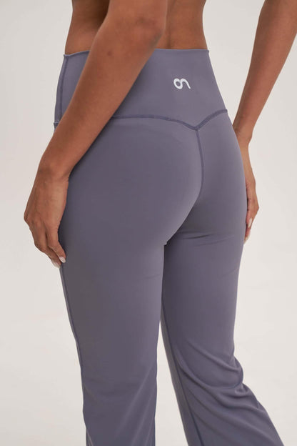 Blue-Grey coclor Flared Activewear Pants online at Motion Activewear
