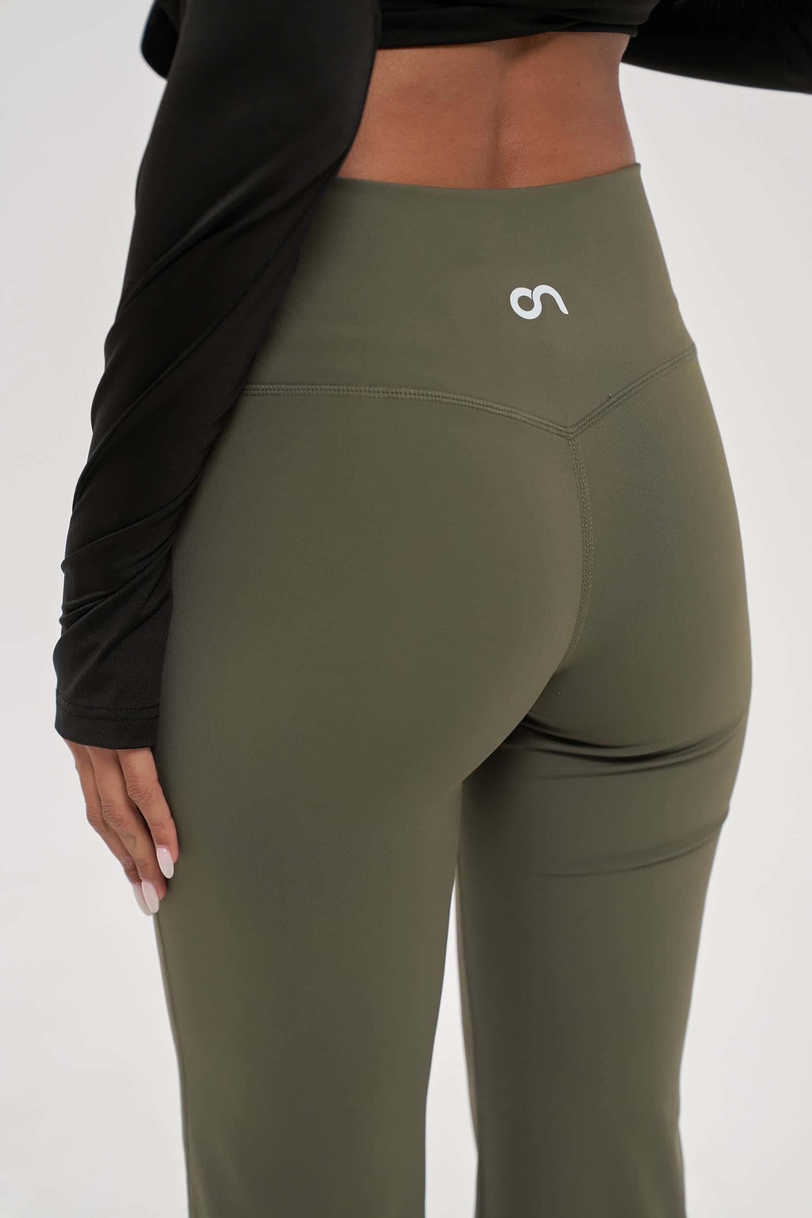 Green Flare Athletic Pants - modest activewear 